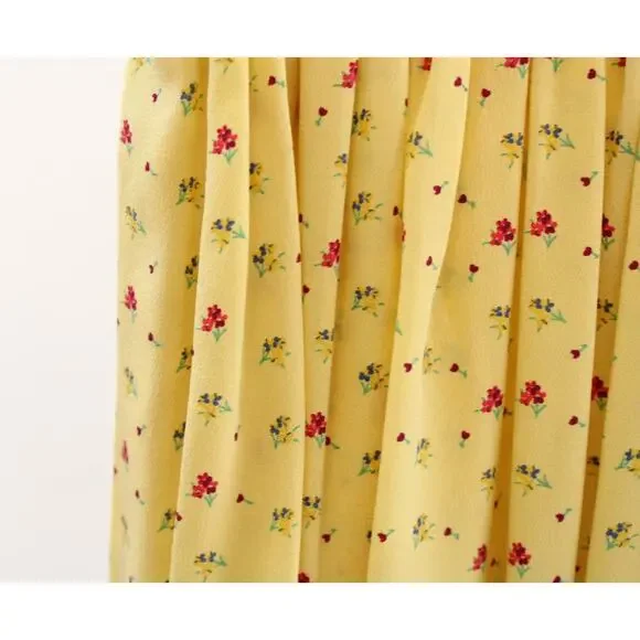 Vtg Escada Yellow Ditsy Floral Pleated Ruffle Hem Peasant Skirt Size 42 / S ? - Picture 7 of 9